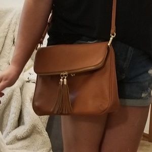 BP faux leather cognac crossbody bag purse